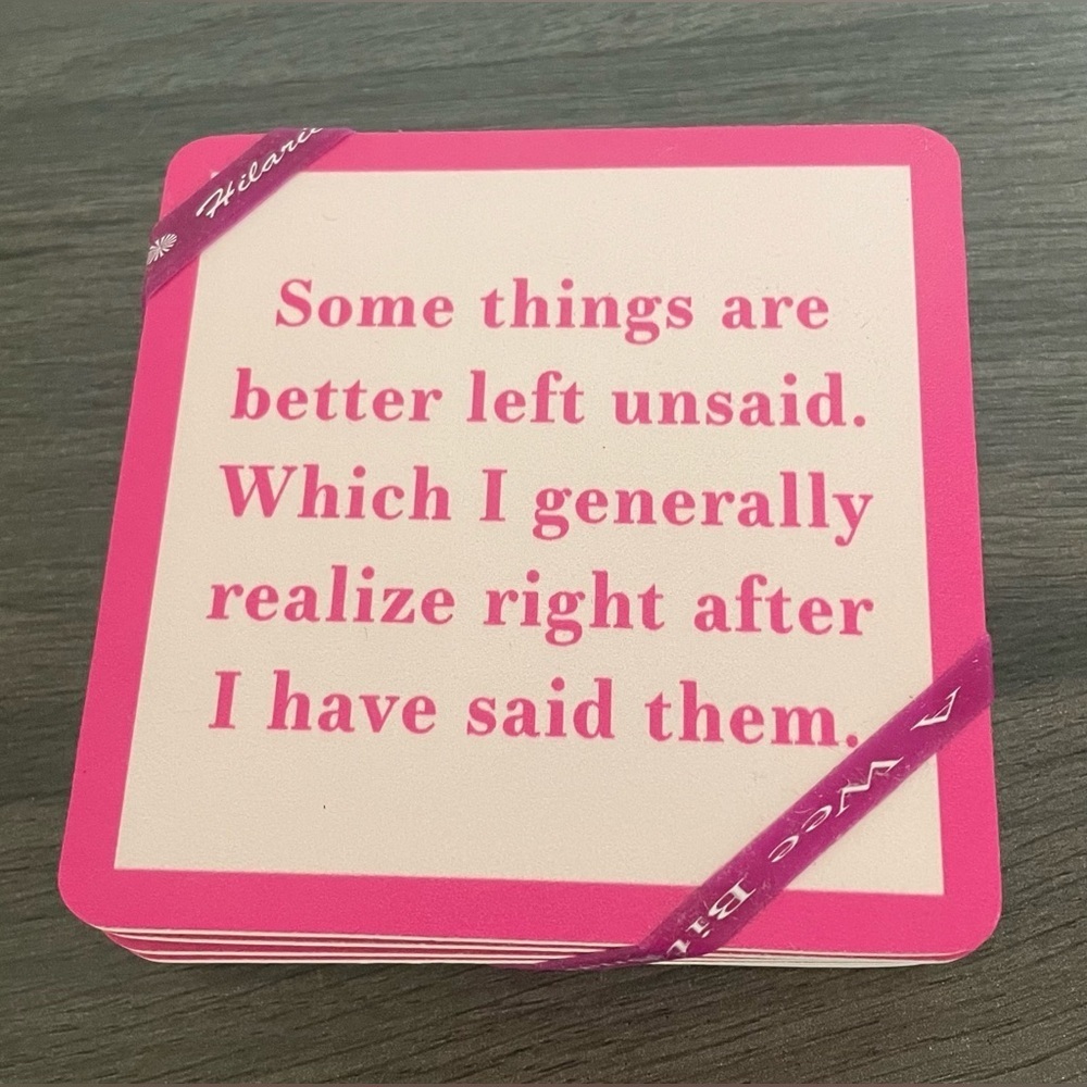 😂 Drinks on Me Left Unsaid Funny Coaster set of 6 NWT